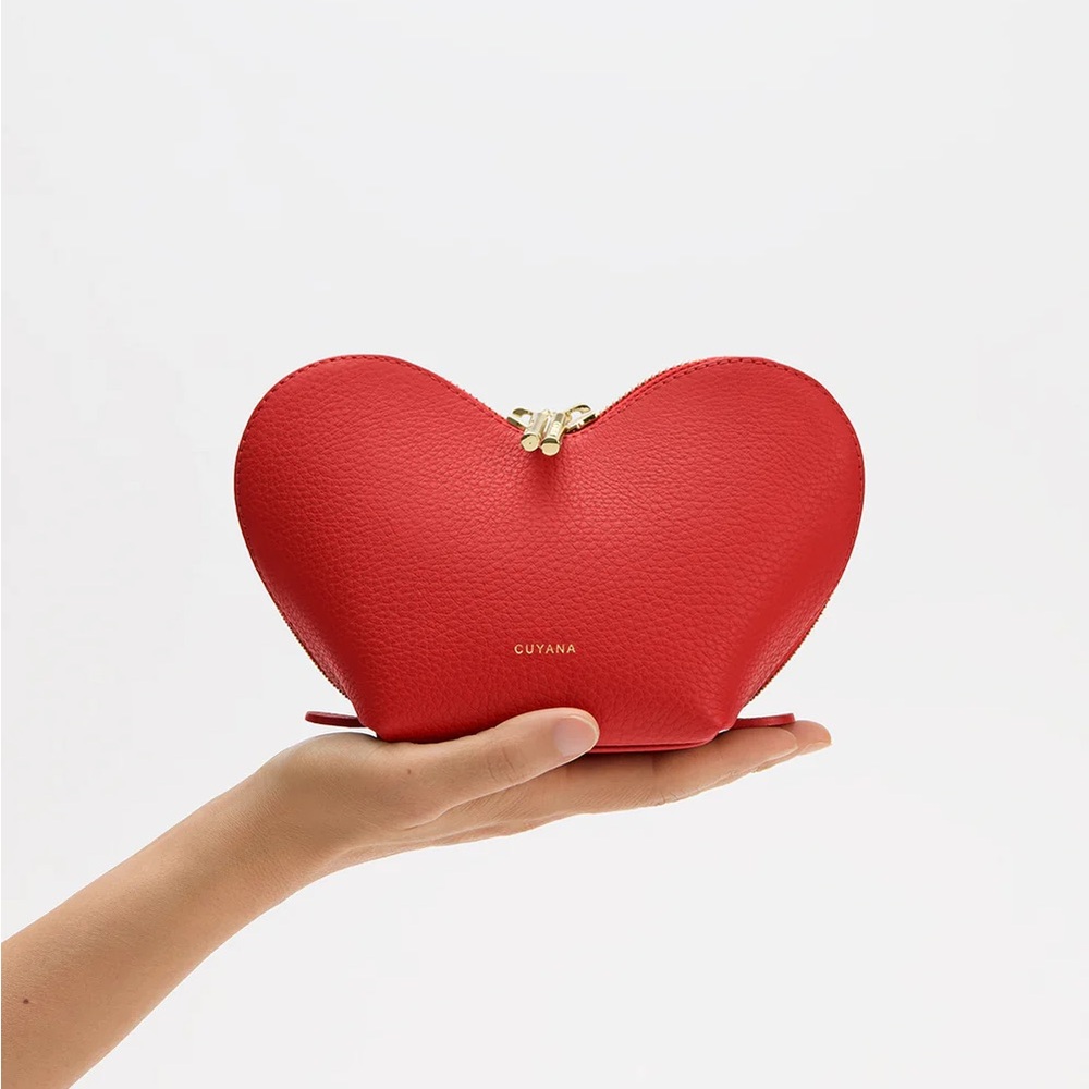Cuyana Lipstick Red Leather Mini Heart Case